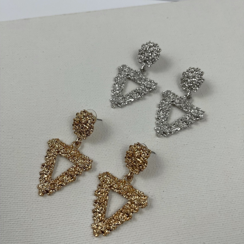 Triangle Geometric Earrings - Picture 2 of 2